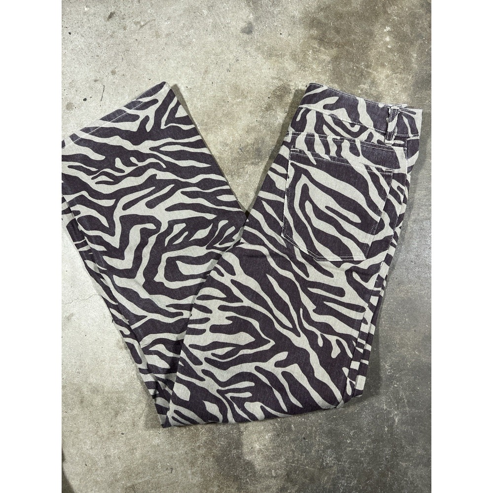 RSQ Jeans Womens 26 Zebra Print Straight Leg High Rise Animal Pattern
